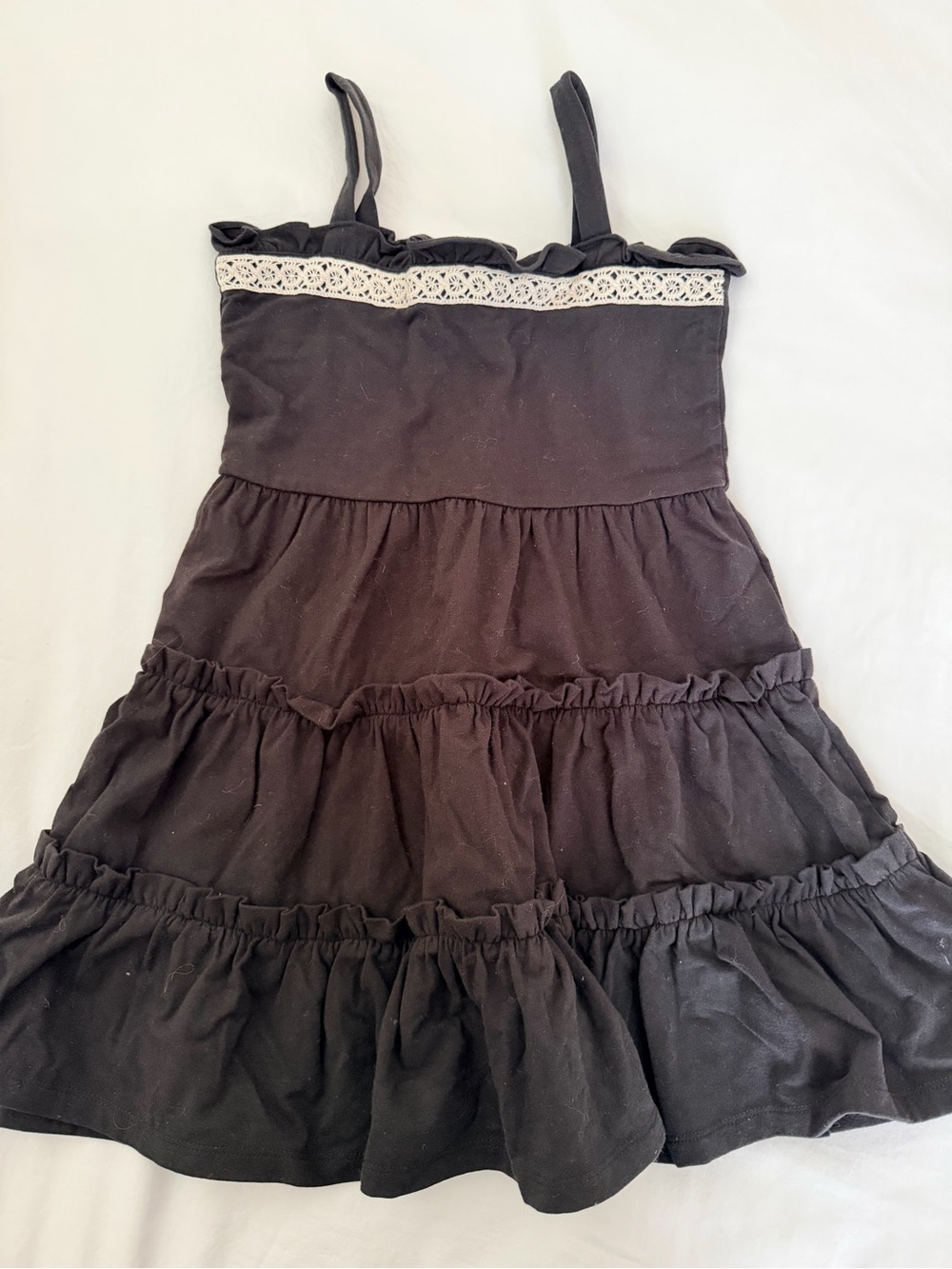 Janie and Jack Black Tiered Sundress with Lace Trim